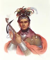 Ki-On-Twog-Ky ou &39;Complanter&39;, um chefe do Seneca, 1796, ilustração de &39;As tribos indígenas da América do Norte. Vol.1 &39;, de Thomas L. McKenney e James Hall, pub. por John Grant (cor lito)